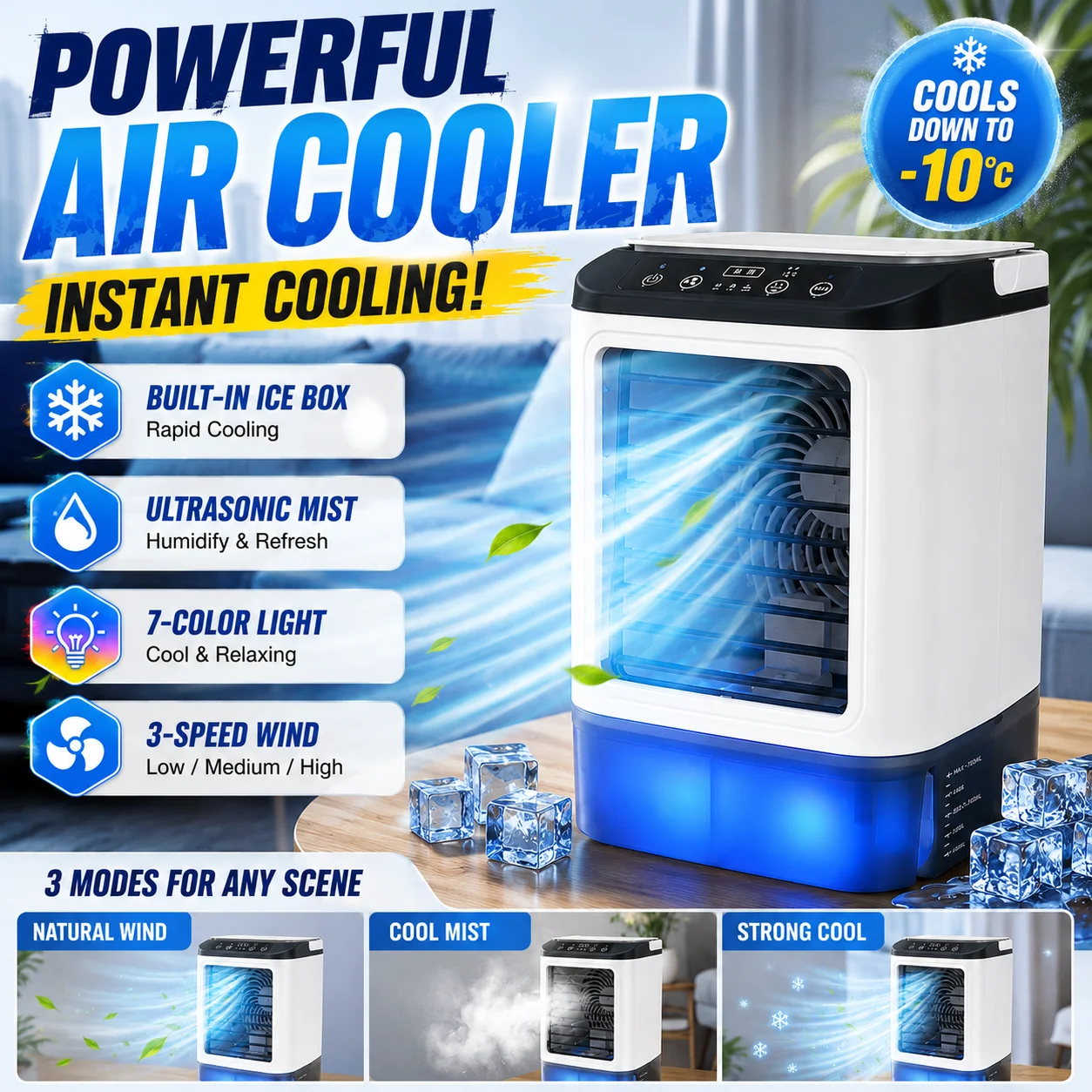 Mini Evaporative Air Cooler 3 Wind Modes Low Noise Whit Water Tank Mist Humidifier Quiet Desktop Cooling Fan mini Klimaanlage
Mini Evaporative Air Cooler 3 Wind Modes Low Noise Whit Water Tank Mist Humidifier Quiet Desktop Cooling Fan mini Klimaanlage