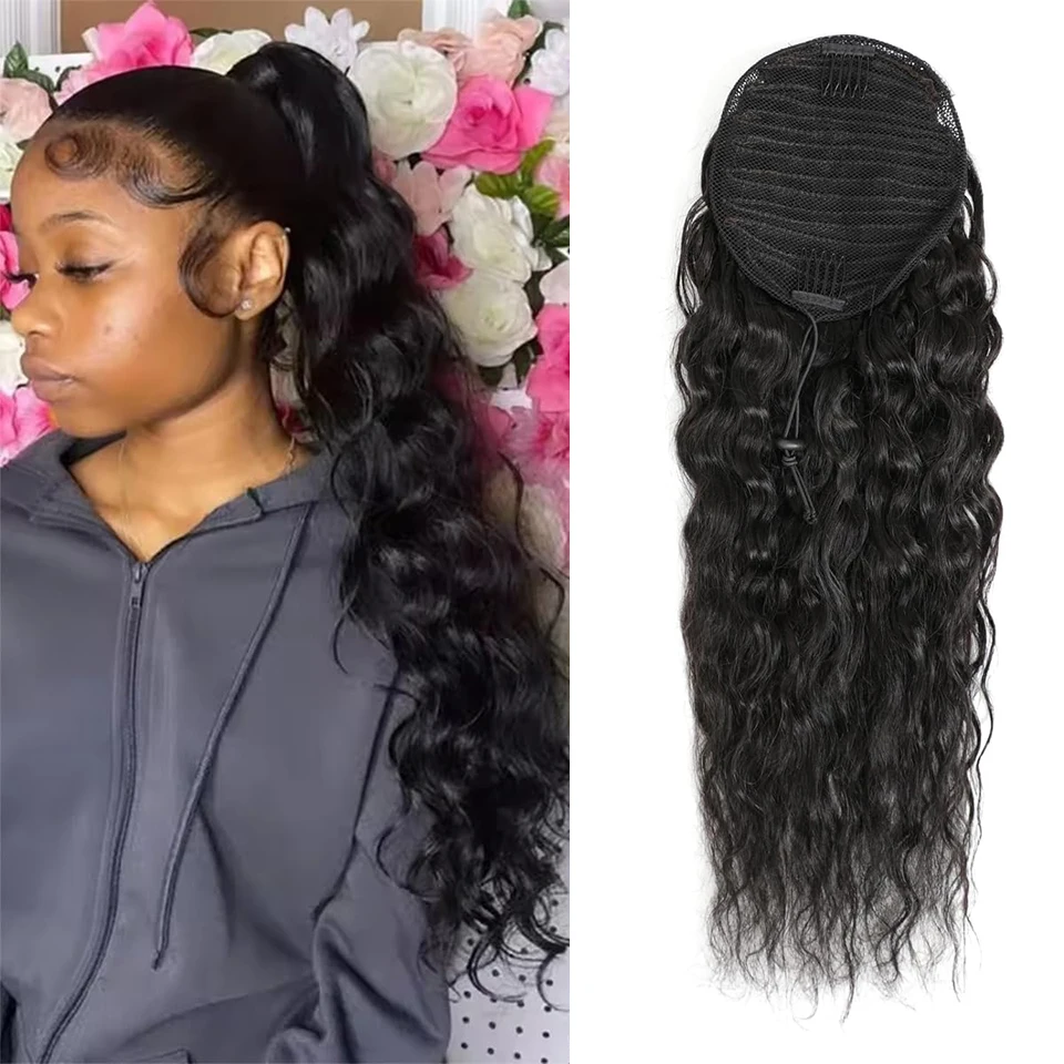 Water Wave Human Hair Drawstring Ponytail Extension Corn Wave Ponytail Clip in Extension for Women Brazilian Drawstring Ponytail
Water Wave Human Hair Drawstring Ponytail Extension Corn Wave Ponytail Clip in Extension for Women Brazilian Drawstring Ponytail