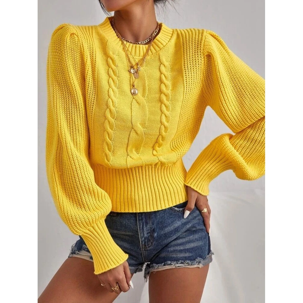 Women Round Neck Lantern Sleeve Knit Sweater Female Spring Casual Twist Rope Top y2k Clothes Streetwear
Women Round Neck Lantern Sleeve Knit Sweater Female Spring Casual Twist Rope Top y2k Clothes Streetwear