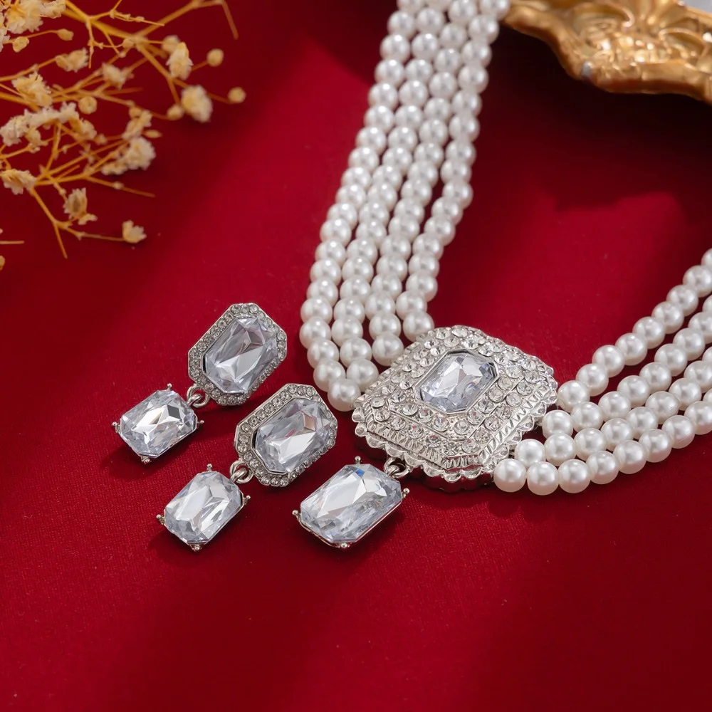 Imitation Pearl Multilayer Necklace Charm Luxury Rhinestone Necklace Earrings Women Jewelry Pendant Choker Necklace Set Girls
Imitation Pearl Multilayer Necklace Charm Luxury Rhinestone Necklace Earrings Women Jewelry Pendant Choker Necklace Set Girls