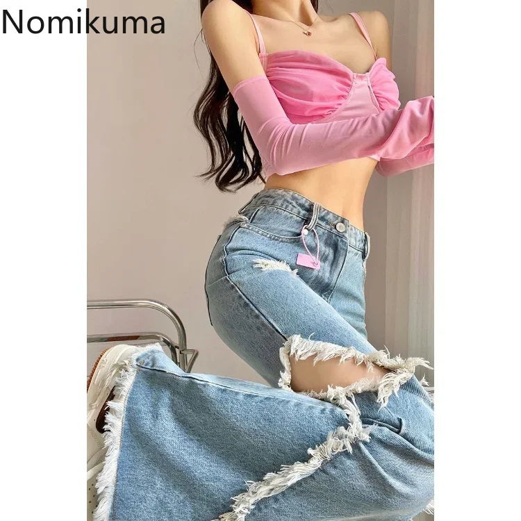 Ripped Jeans for Women Fashion Y2k Flare Pants Streetwear Vintage Tassel Hollow Out Pantalon Femme Casual Harajuku Trousers
Ripped Jeans for Women Fashion Y2k Flare Pants Streetwear Vintage Tassel Hollow Out Pantalon Femme Casual Harajuku Trousers