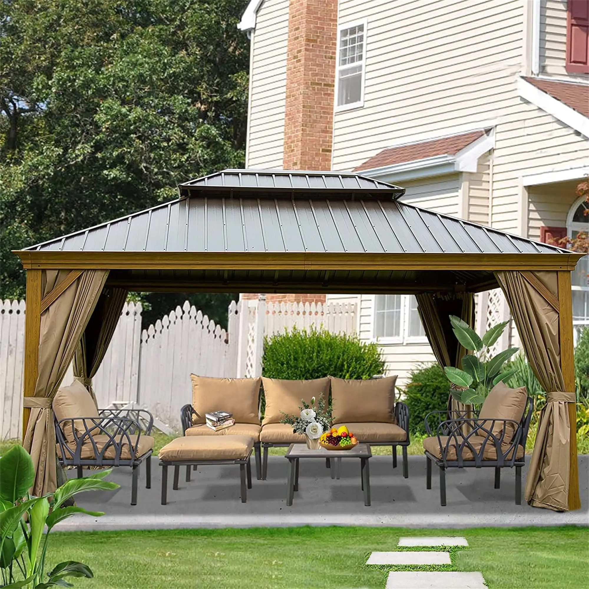 High Quality Custom Size Double Canopy Pergola Aluminum Frame Waterproof Outdoor Hardtop Gazebo For Patios Deck
High Quality Custom Size Double Canopy Pergola Aluminum Frame Waterproof Outdoor Hardtop Gazebo For Patios Deck