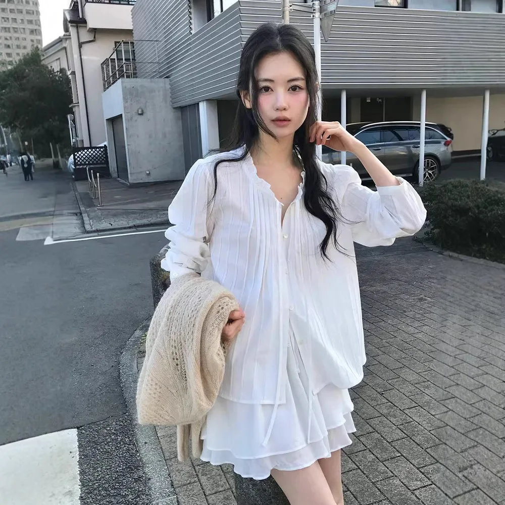 H26 Wood Grain Shirt Belted Double Layer Skirt Vertical Stripe Gentle Style Women's Casual Sport Suit Cotton Spring Set
H26 Wood Grain Shirt Belted Double Layer Skirt Vertical Stripe Gentle Style Women's Casual Sport Suit Cotton Spring Set