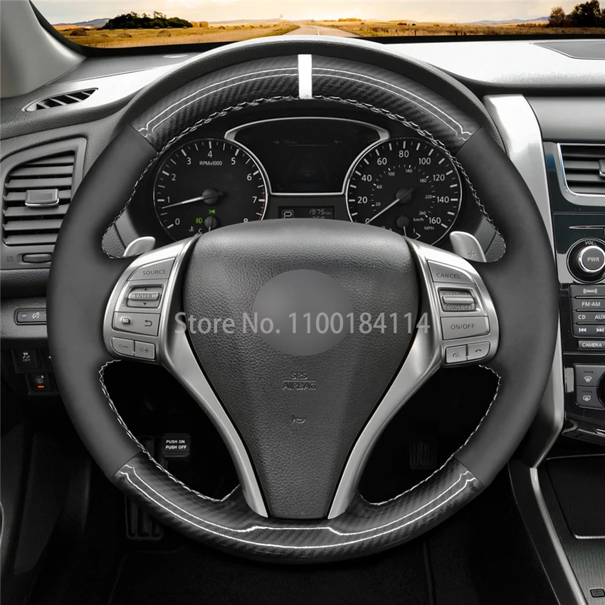 Hand-Sewn Non-slip PU Carbon Fiber Leather Car Steering Wheel Cover for Nissan Qashqai X-Trail Teana Altima Sentra 2014-2017
Hand-Sewn Non-slip PU Carbon Fiber Leather Car Steering Wheel Cover for Nissan Qashqai X-Trail Teana Altima Sentra 2014-2017