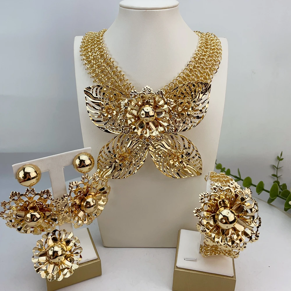 Fashion Italian Dubai Gold Plated Jewelry Set Simple Style Necklace All Copper Material Light Weight Flower Jewelry FHK23782
Fashion Italian Dubai Gold Plated Jewelry Set Simple Style Necklace All Copper Material Light Weight Flower Jewelry FHK23782