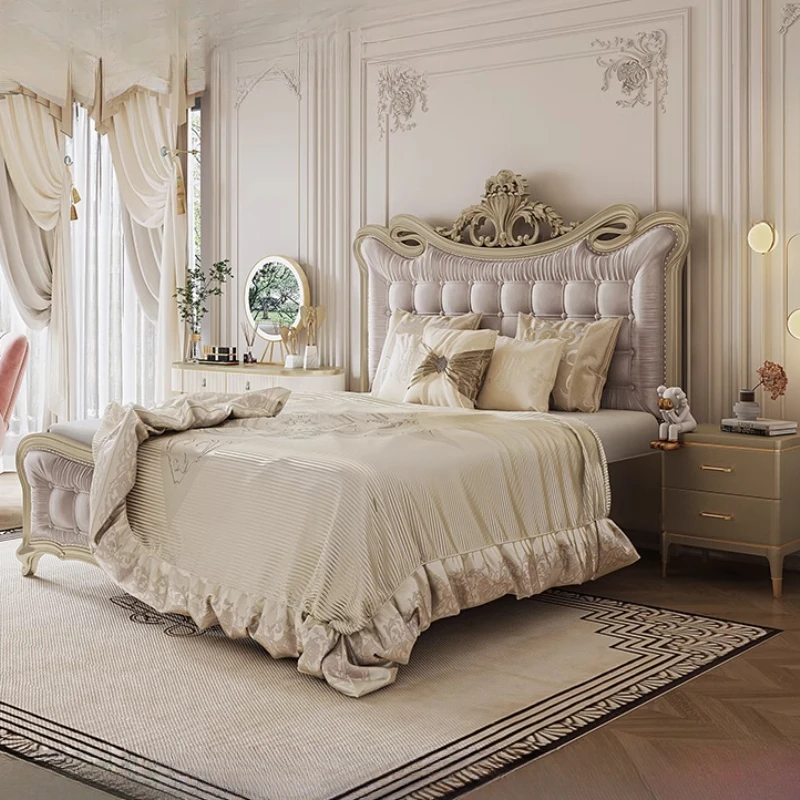 French Cream Style Bed Solid Wood Light Luxury Modern Fashion Aesthetics Princess Bed Sleeping Square Muebles Home Furniture
French Cream Style Bed Solid Wood Light Luxury Modern Fashion Aesthetics Princess Bed Sleeping Square Muebles Home Furniture