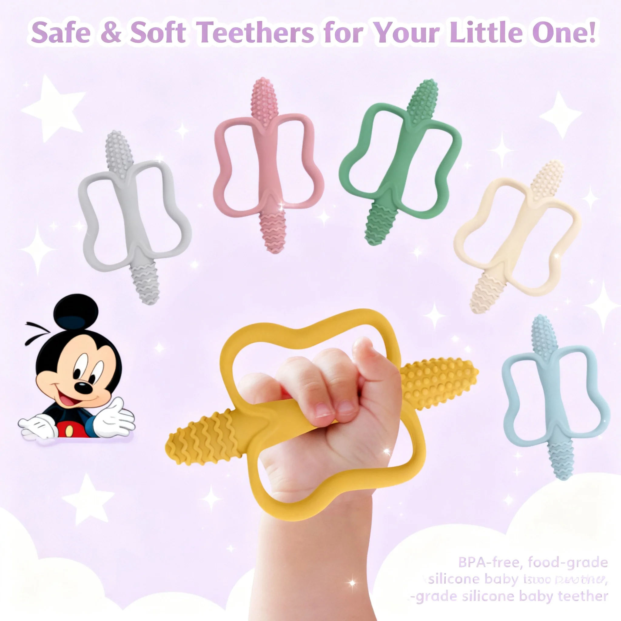 Easy-Grip Food-Grade Silicone Baby Teething Toys for 0-6 6-12 Months Infant Soothing Handling
Easy-Grip Food-Grade Silicone Baby Teething Toys for 0-6 6-12 Months Infant Soothing Handling