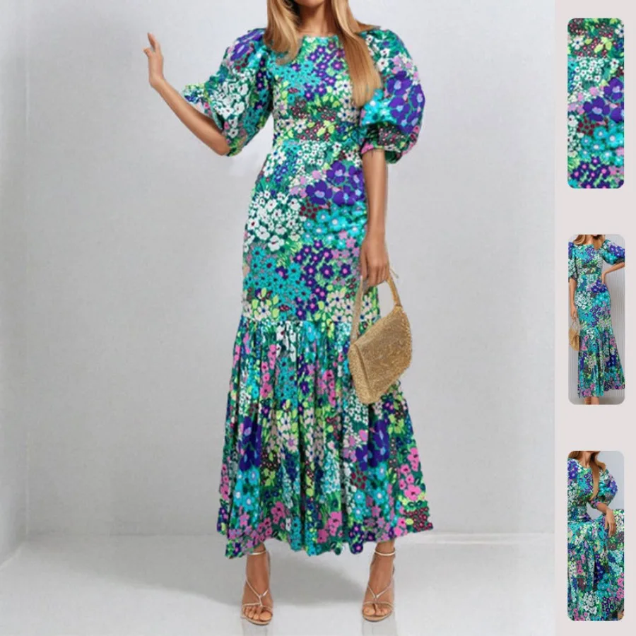 【New style】2026 spring new women's dress fashionable waist waist slim-fitting printed pleated long dress
【New style】2026 spring new women's dress fashionable waist waist slim-fitting printed pleated long dress
