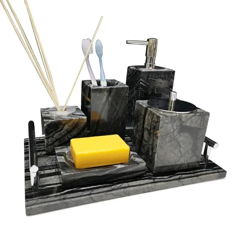 Black Marble Bathroom Accessories Set Wood Marble Stone Toothbrush Holder Soap Dish Tumbler Tray Decorative Bathroom Set
Black Marble Bathroom Accessories Set Wood Marble Stone Toothbrush Holder Soap Dish Tumbler Tray Decorative Bathroom Set