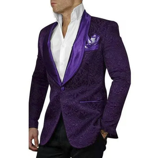 Purple Jacquard Jacket Butterfly Flower Fabric Coat Male Blazer Trousers Black Pants Tailor-Made Men Suit Set Wedding Clothing
Purple Jacquard Jacket Butterfly Flower Fabric Coat Male Blazer Trousers Black Pants Tailor-Made Men Suit Set Wedding Clothing
