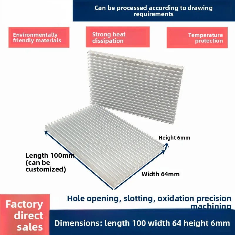 Aluminum Alloy Heatsink 64×6×100mm Heatsink for Router PCB Mainboard Custom Electronic Aluminum Heatsink
Aluminum Alloy Heatsink 64×6×100mm Heatsink for Router PCB Mainboard Custom Electronic Aluminum Heatsink