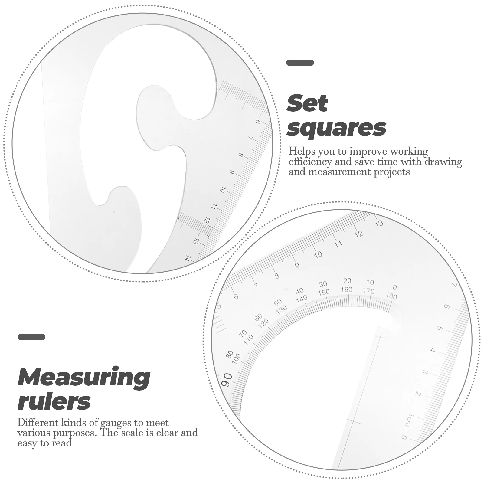 4Pcs Plastic Triangle Ruler Kit Measurement Tools for Students Teachers Home Office Use Drawing Rulers Measuring Fitings Set