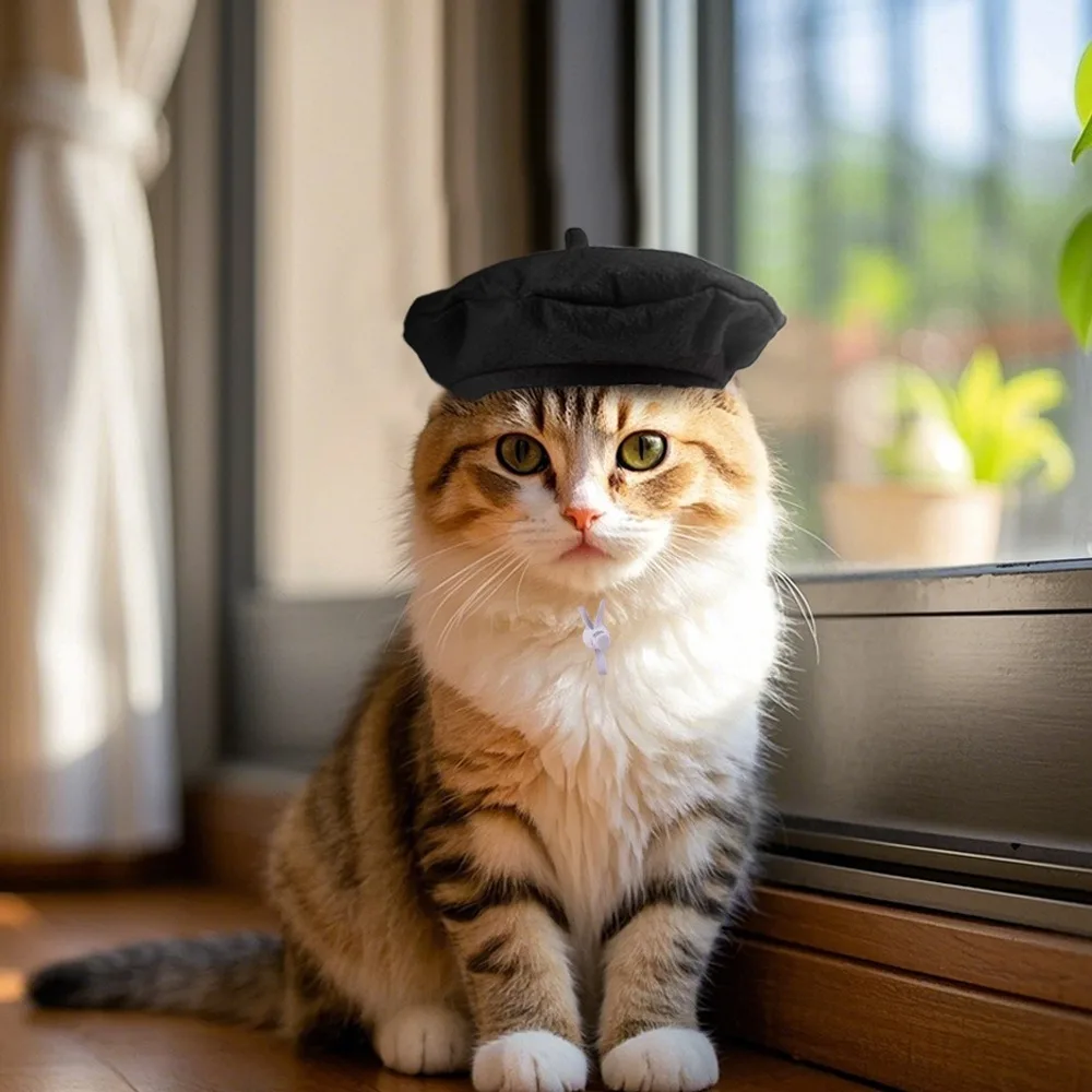 Creative Cute Cat Beret Hat Fashionable Breathable Cat Sunscreen Hat Red Black Comfortable Pet Headwear For Cat Dog
Creative Cute Cat Beret Hat Fashionable Breathable Cat Sunscreen Hat Red Black Comfortable Pet Headwear For Cat Dog