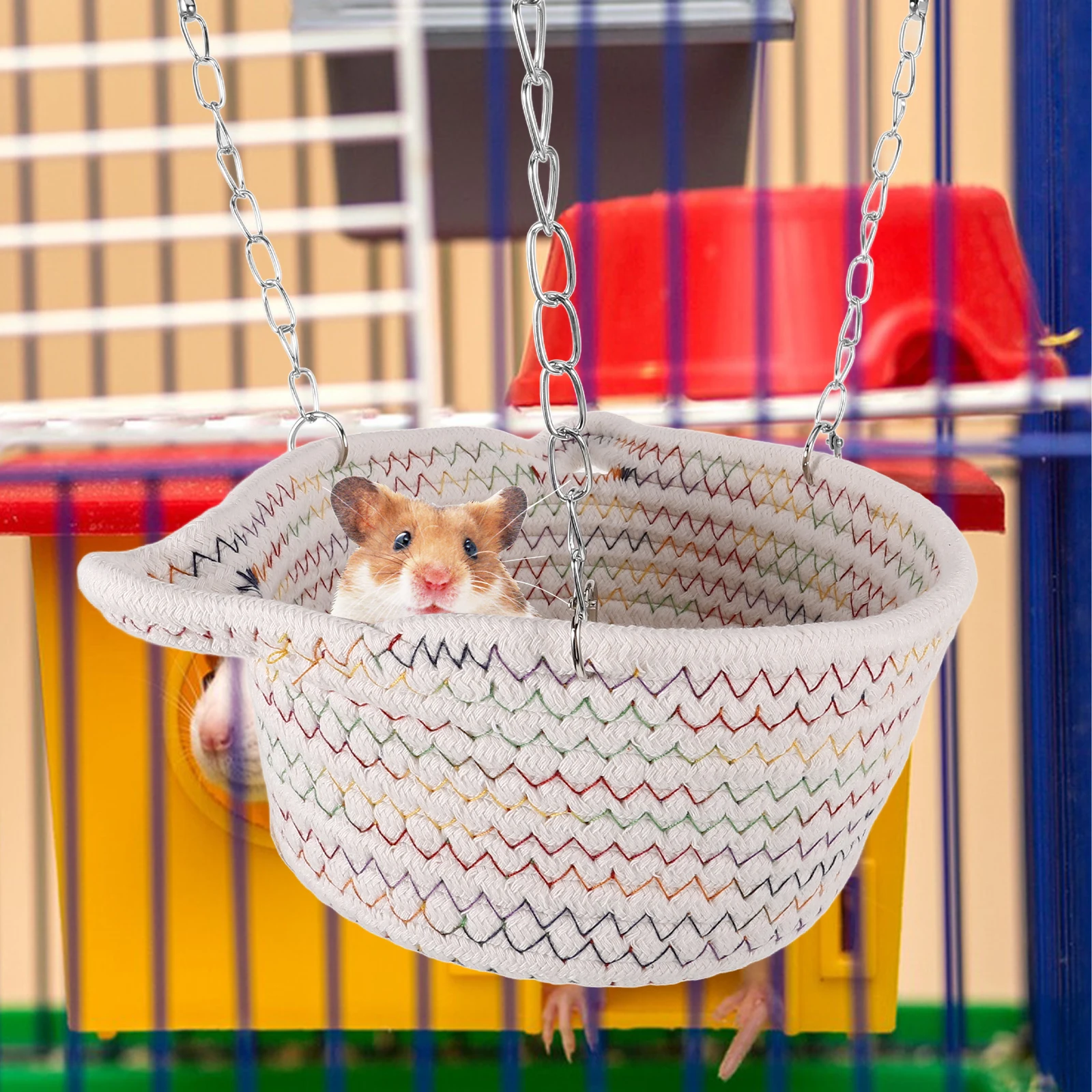 Pet Hammock For Small Animals Safe Rope Iron Material Breathable Cage Hanging Bed Hamster Guinea Pig Rat Chinchilla Winter
Pet Hammock For Small Animals Safe Rope Iron Material Breathable Cage Hanging Bed Hamster Guinea Pig Rat Chinchilla Winter