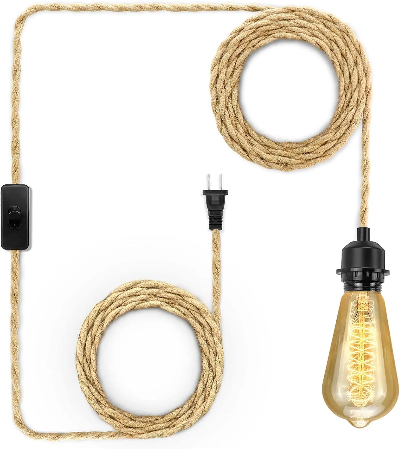 Plug in Pendant Light Cord, 15FT Hemp Rope Hanging Light with On/Off Switch, E26 E27 Socket, Bulb Not Included
Plug in Pendant Light Cord, 15FT Hemp Rope Hanging Light with On/Off Switch, E26 E27 Socket, Bulb Not Included