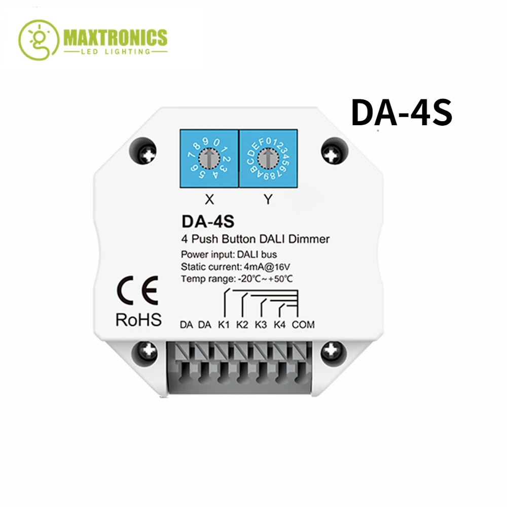 DALI Switch Signal 4 Push Button Dimmer Work with DALI Master/ Bus Power Supply DA-4S Encoding Select Addresses For LED Light
DALI Switch Signal 4 Push Button Dimmer Work with DALI Master/ Bus Power Supply DA-4S Encoding Select Addresses For LED Light