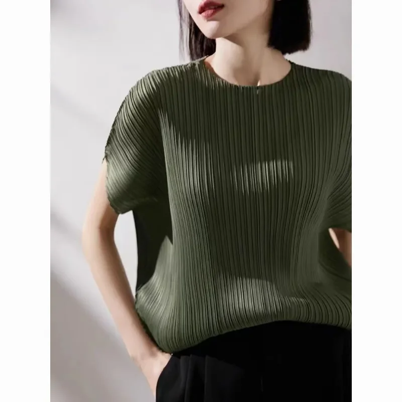 Pleated 2025 Design Fashionable Loose Short-sleeved Slim New Round Neck T-shirt TopYY21
Pleated 2025 Design Fashionable Loose Short-sleeved Slim New Round Neck T-shirt TopYY21