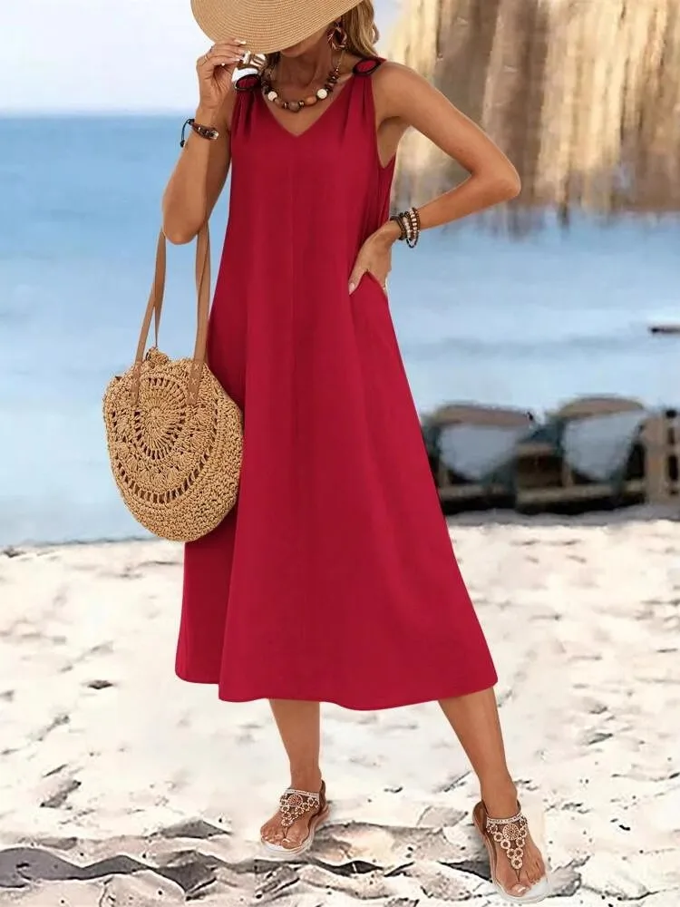 Y2K Elegant Dresses Fashion Ring V Neck Sleeveless Robe Casual Commuting Business Office Beach Streetwear Vestidos Lady Ladies
Y2K Elegant Dresses Fashion Ring V Neck Sleeveless Robe Casual Commuting Business Office Beach Streetwear Vestidos Lady Ladies