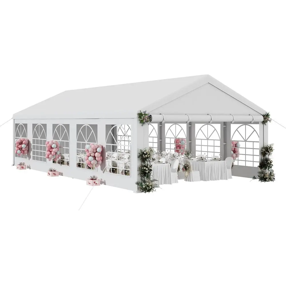 16x32 ft Outdoor Heavy Duty Party Tent Wedding Event Shelters graded Galvanized Canopy with Large White Roof, Removable Sidew
16x32 ft Outdoor Heavy Duty Party Tent Wedding Event Shelters graded Galvanized Canopy with Large White Roof, Removable Sidew