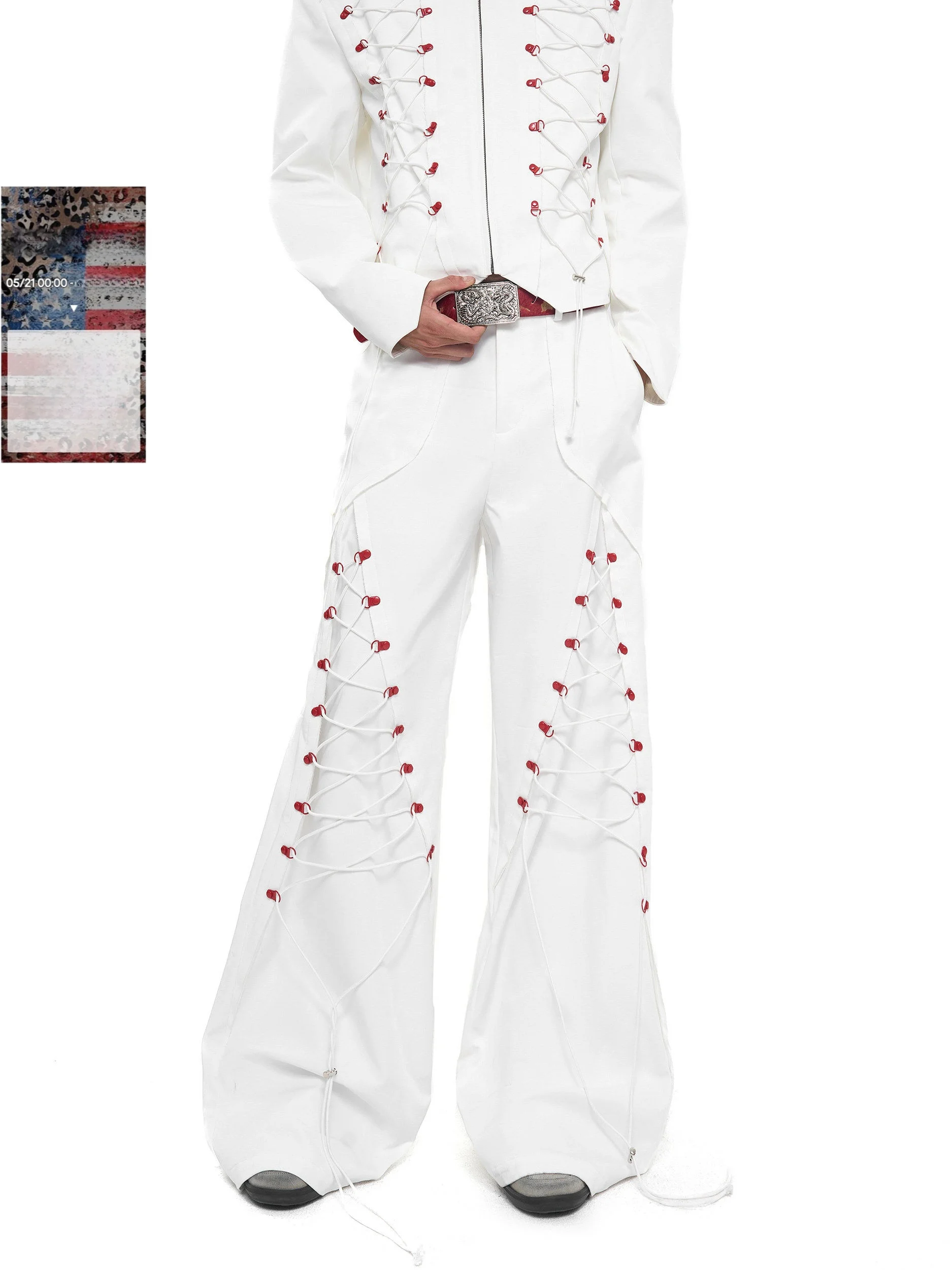 White Casual Loose Wide Leg Pants for Men Autumn New Style Youthful Vitality Design Sense String through Loose Fit Trousers
White Casual Loose Wide Leg Pants for Men Autumn New Style Youthful Vitality Design Sense String through Loose Fit Trousers