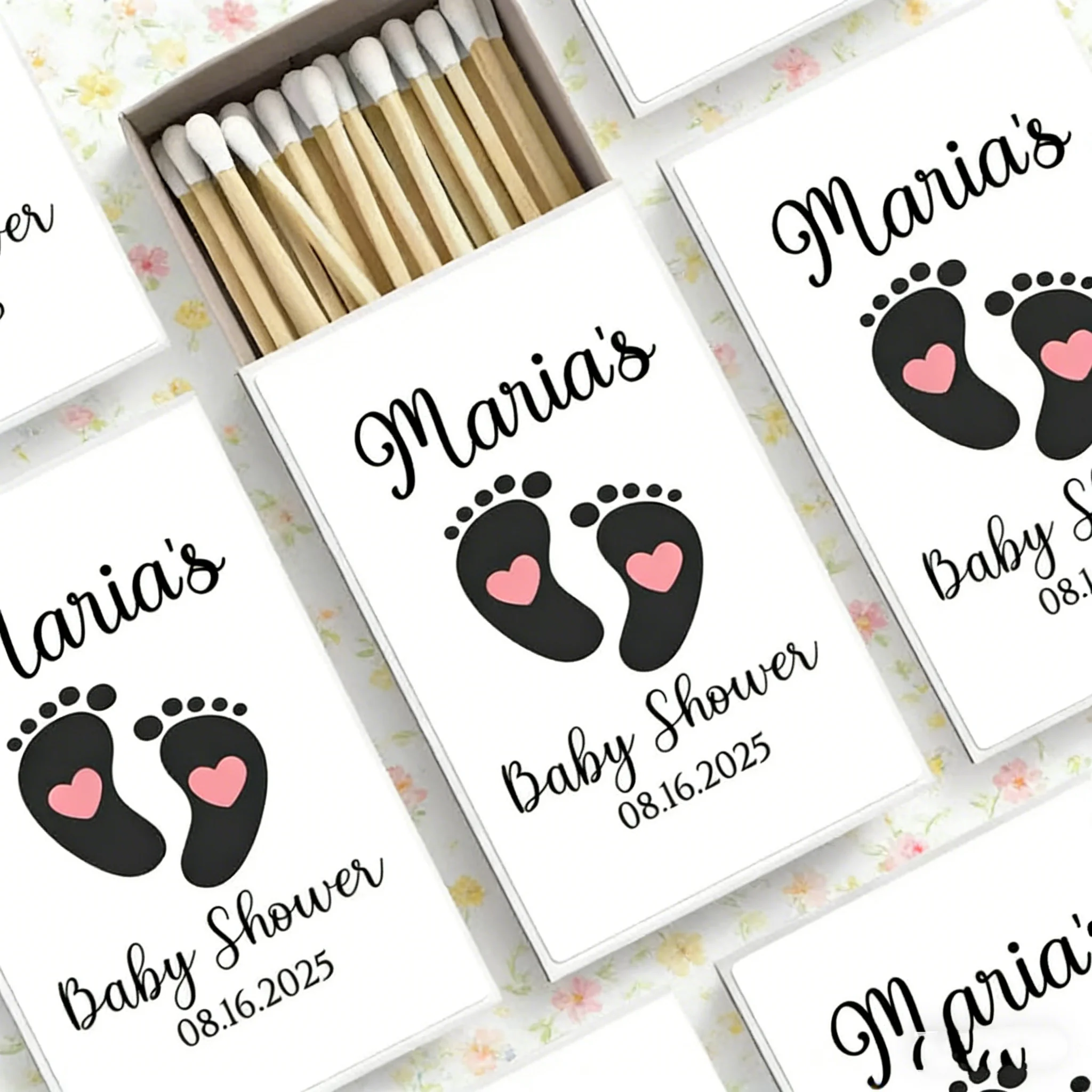 Custom Baby Shower Matchboxes Bulk, Personalized Baby Feet Print Matchbook Favors for Guests
Custom Baby Shower Matchboxes Bulk, Personalized Baby Feet Print Matchbook Favors for Guests