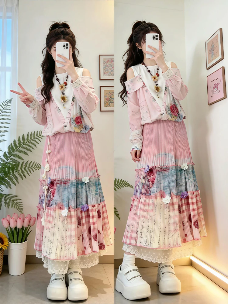 Bohemian Style Shoulder Bared Splice Top Skirt Set Women's Fashion Spring Summer Outfit Complete Set Long Skirt Lace Floral
Bohemian Style Shoulder Bared Splice Top Skirt Set Women's Fashion Spring Summer Outfit Complete Set Long Skirt Lace Floral