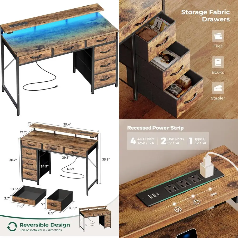 Large Gaming Desk with 6 Drawers, LED-lit Computer Desk with Power and Type-C Ports, 39 Storage Office Desk for Monday
Large Gaming Desk with 6 Drawers, LED-lit Computer Desk with Power and Type-C Ports, 39 Storage Office Desk for Monday