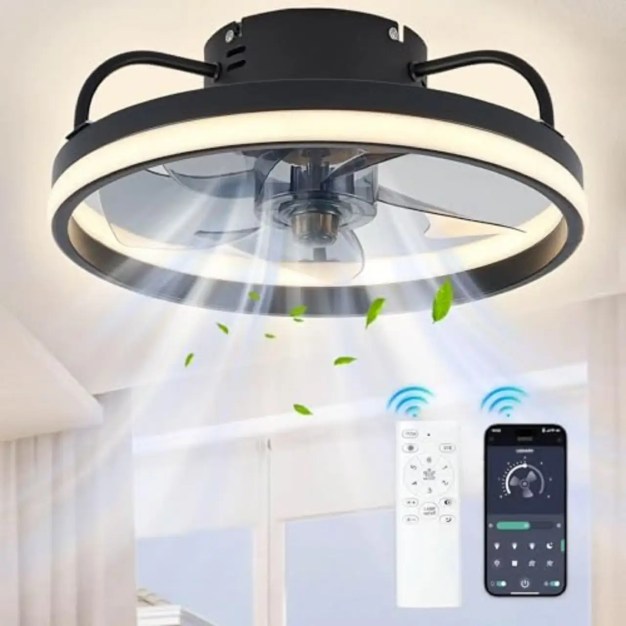 Ceiling Fans with Lights and Remote Control Smart Quiet Dimmable Ceiling Fan 6 Speeds for Small Spaces Bedroom Black 50cm
Ceiling Fans with Lights and Remote Control Smart Quiet Dimmable Ceiling Fan 6 Speeds for Small Spaces Bedroom Black 50cm