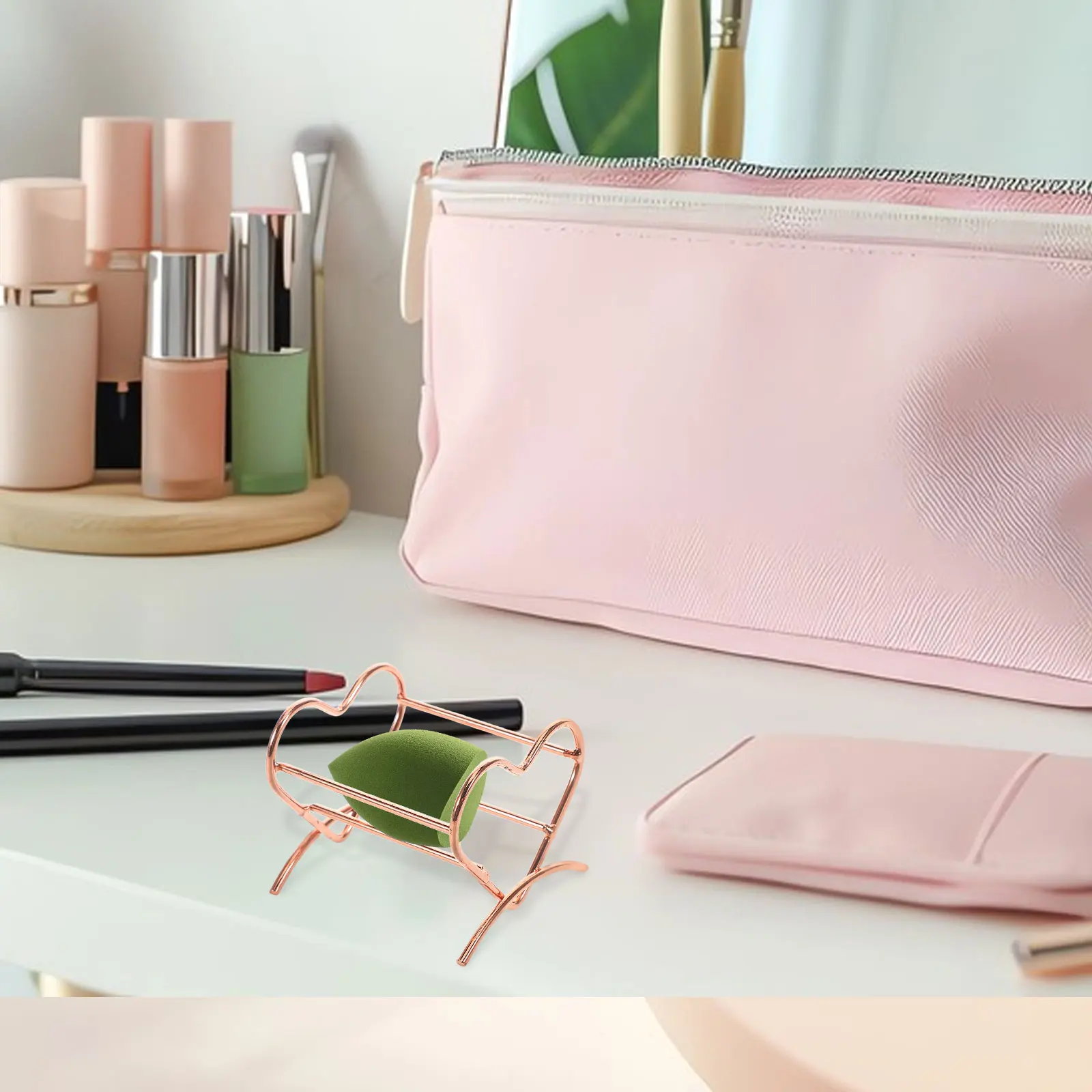 Powder Puff Holder Heart Shaped Makeup Sponge Storage Rack Rose Gold Dryer Gourd Blenders Beauty Egg Organizer Vanities
Powder Puff Holder Heart Shaped Makeup Sponge Storage Rack Rose Gold Dryer Gourd Blenders Beauty Egg Organizer Vanities