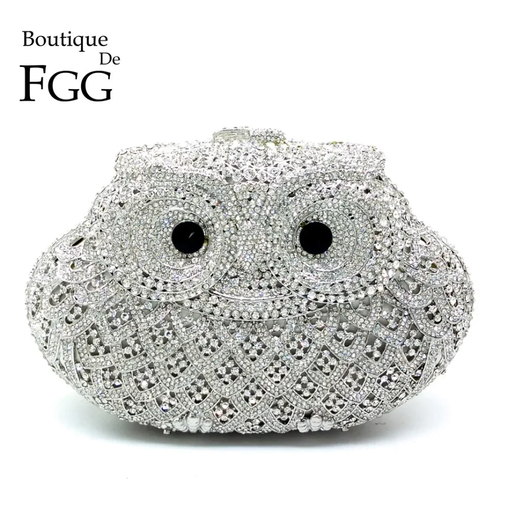 Boutique De FGG Sparkling Bling Silver Owl Minaudiere Clutch Women Small Crystal Evening Handbags Wedding Party Cocktail Bag
Boutique De FGG Sparkling Bling Silver Owl Minaudiere Clutch Women Small Crystal Evening Handbags Wedding Party Cocktail Bag