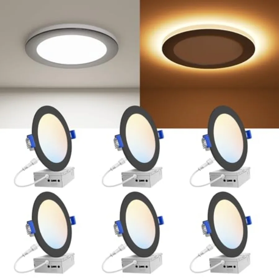 Pack Black Recessed Light with Night Light Canless LED Recessed Lighting 2700K-5000K Selectable 12W=130W 1080LM Soffit Lighting
Pack Black Recessed Light with Night Light Canless LED Recessed Lighting 2700K-5000K Selectable 12W=130W 1080LM Soffit Lighting
