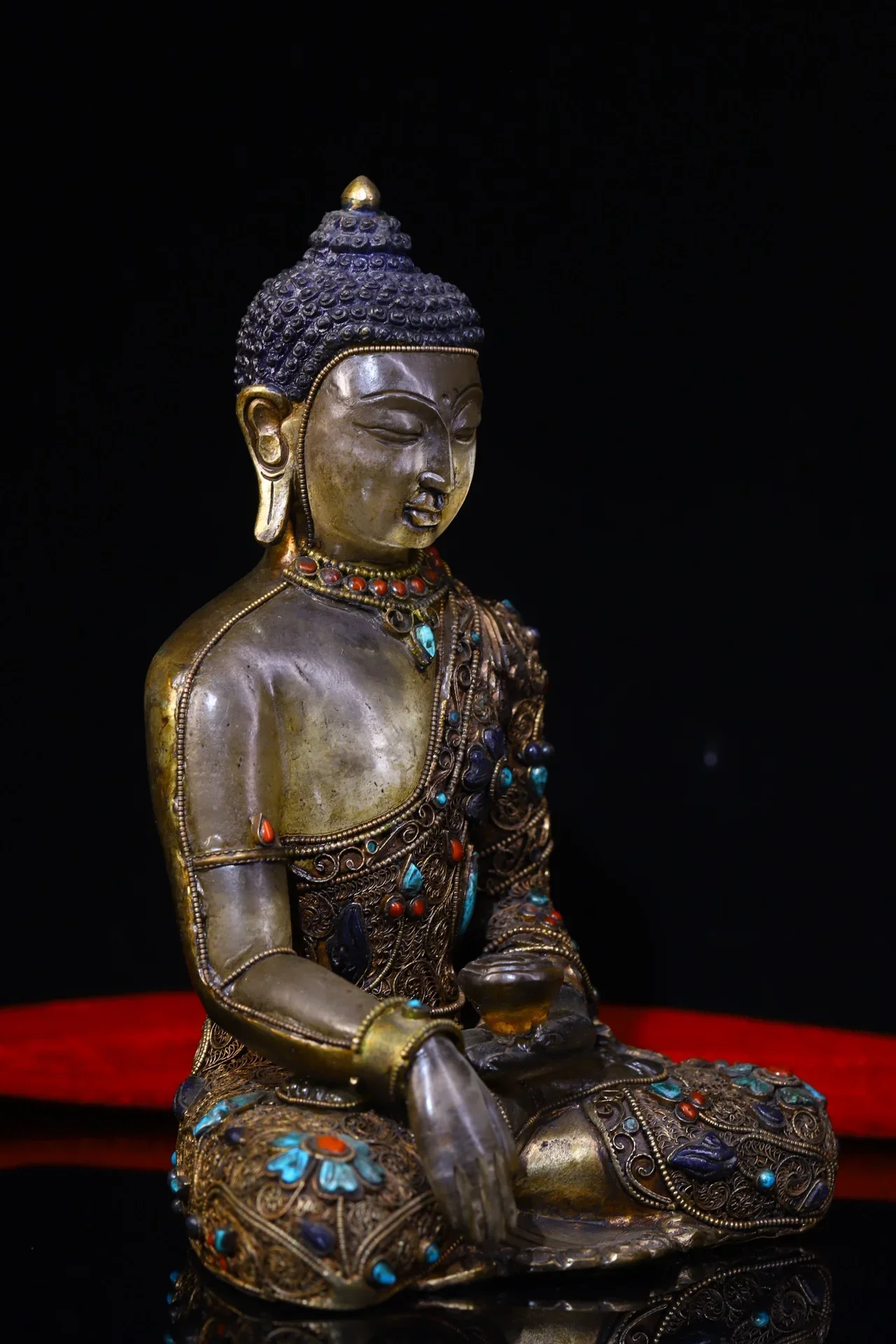 9"Tibetan Temple Collection Old Natural Crystal Mosaic Gem Turquoise Shakyamuni Buddha Medicine Buddha Sitting Buddha Enshrine
9"Tibetan Temple Collection Old Natural Crystal Mosaic Gem Turquoise Shakyamuni Buddha Medicine Buddha Sitting Buddha Enshrine