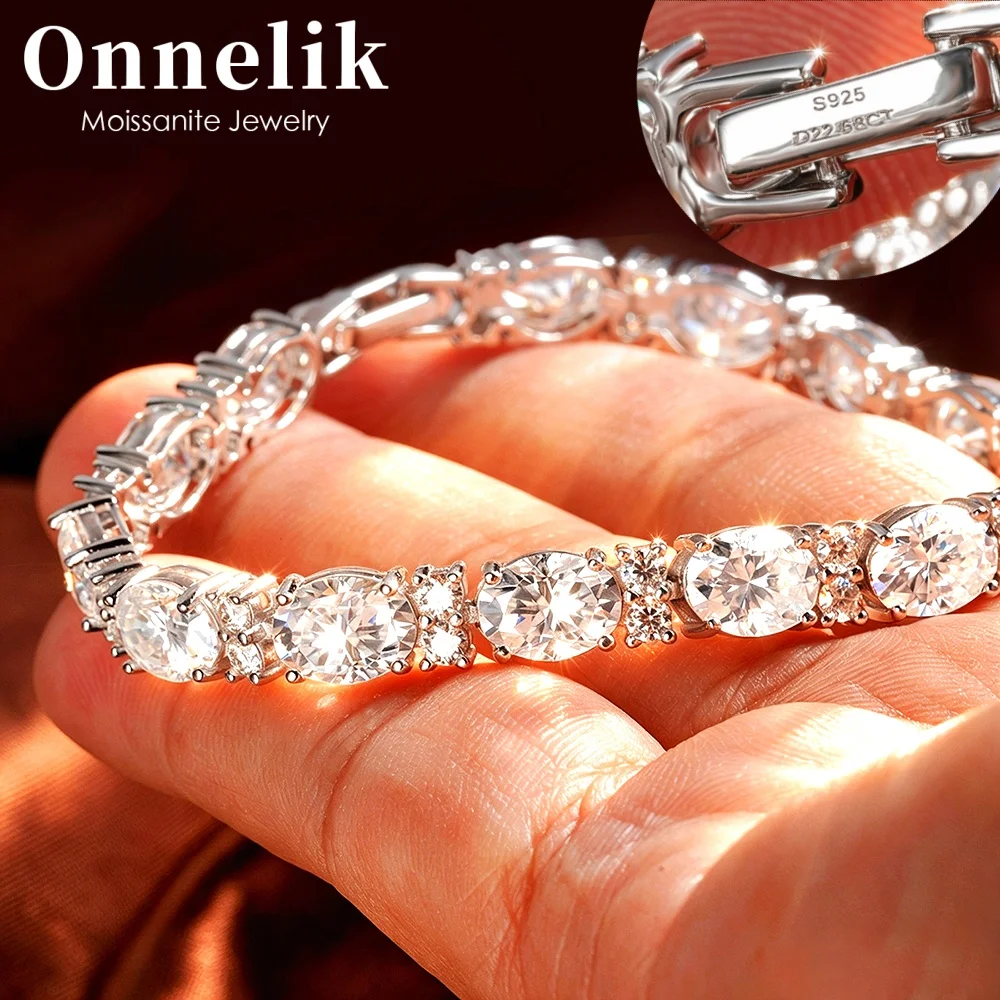 Onnelik 1.5ct Oval D Color Moissanite Tennis Bracelet 18K Gold Plated S925 Sterling Silver Sparkling Lab Diamond Hand Chain Hip
Onnelik 1.5ct Oval D Color Moissanite Tennis Bracelet 18K Gold Plated S925 Sterling Silver Sparkling Lab Diamond Hand Chain Hip