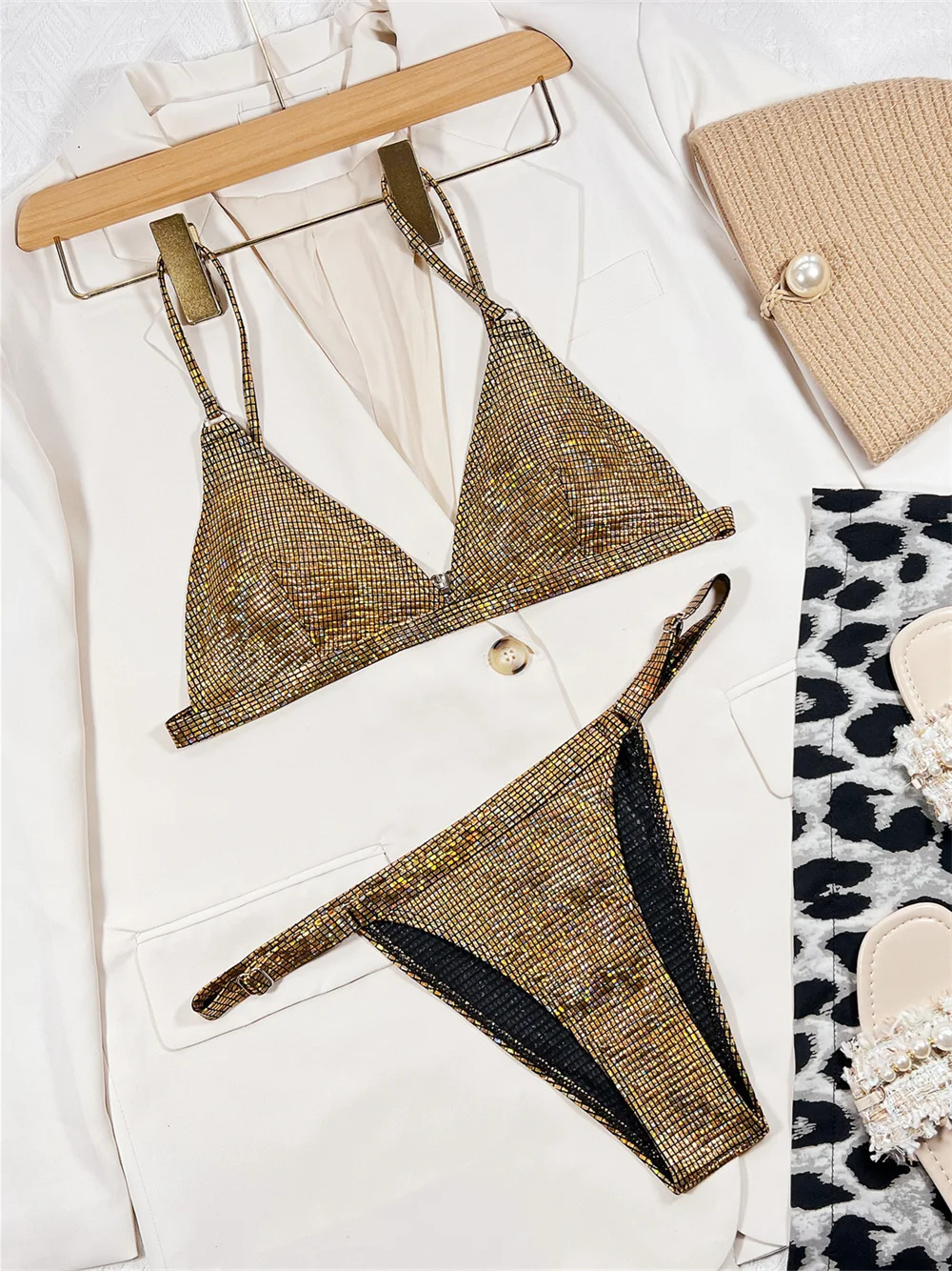 Shiny Metallic Gold Bikini Y2K Swimsuit Push Up Extreme Swimwear Tanga Goth Punk Bikinis Biquini Women Beach Outfit Bathing Suit
Shiny Metallic Gold Bikini Y2K Swimsuit Push Up Extreme Swimwear Tanga Goth Punk Bikinis Biquini Women Beach Outfit Bathing Suit