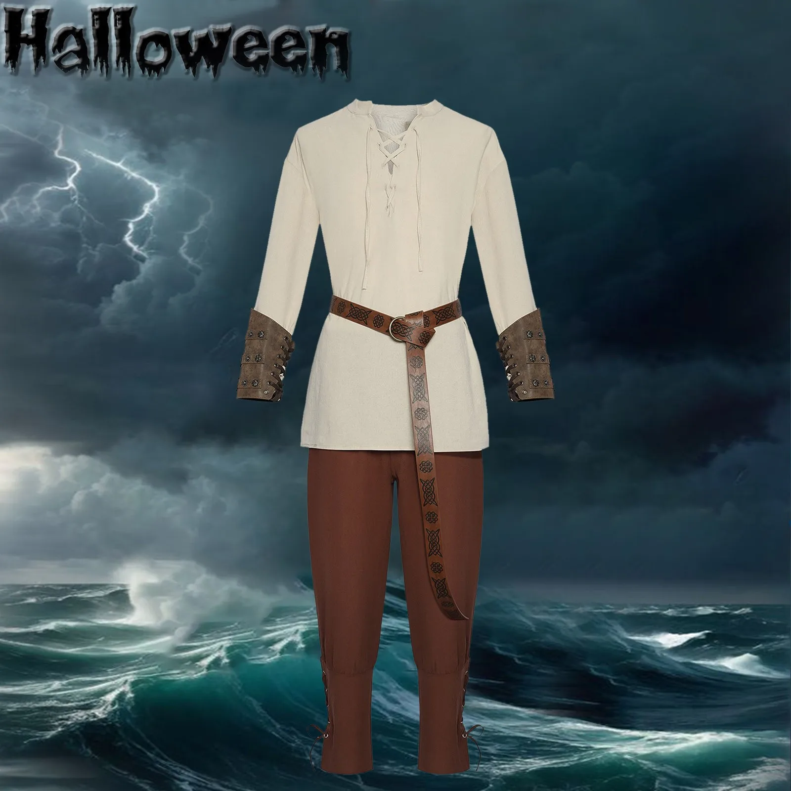 Retro Vintage Medieval Renaissance Pants Outfits Waist Belt Shirt Arm Guards Pirate Men's Cosplay Costume Halloween Decorative
Retro Vintage Medieval Renaissance Pants Outfits Waist Belt Shirt Arm Guards Pirate Men's Cosplay Costume Halloween Decorative