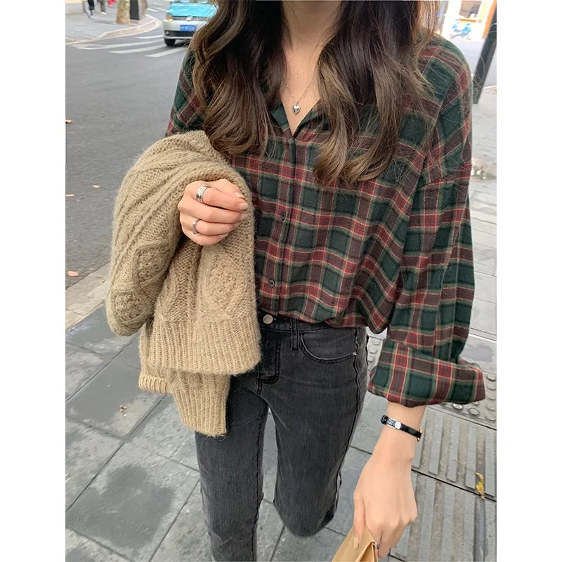 Women's Plaid irt Button Design Sensation Small ence Retro Versatile Wide Commute Sle Long Sve V-ne Regular Length
Women's Plaid irt Button Design Sensation Small ence Retro Versatile Wide Commute Sle Long Sve V-ne Regular Length