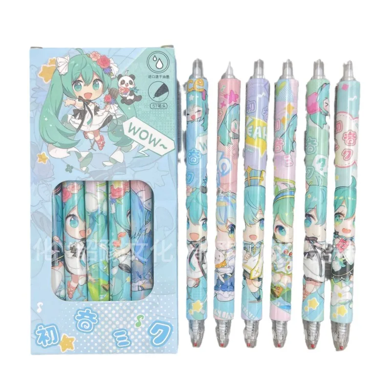 Hot Hatsune New Miku 6pcs Student Presses Ballpoint Pen Character High Looks Girl Large Capacity Quick Drying Black Neutral Pen
Hot Hatsune New Miku 6pcs Student Presses Ballpoint Pen Character High Looks Girl Large Capacity Quick Drying Black Neutral Pen