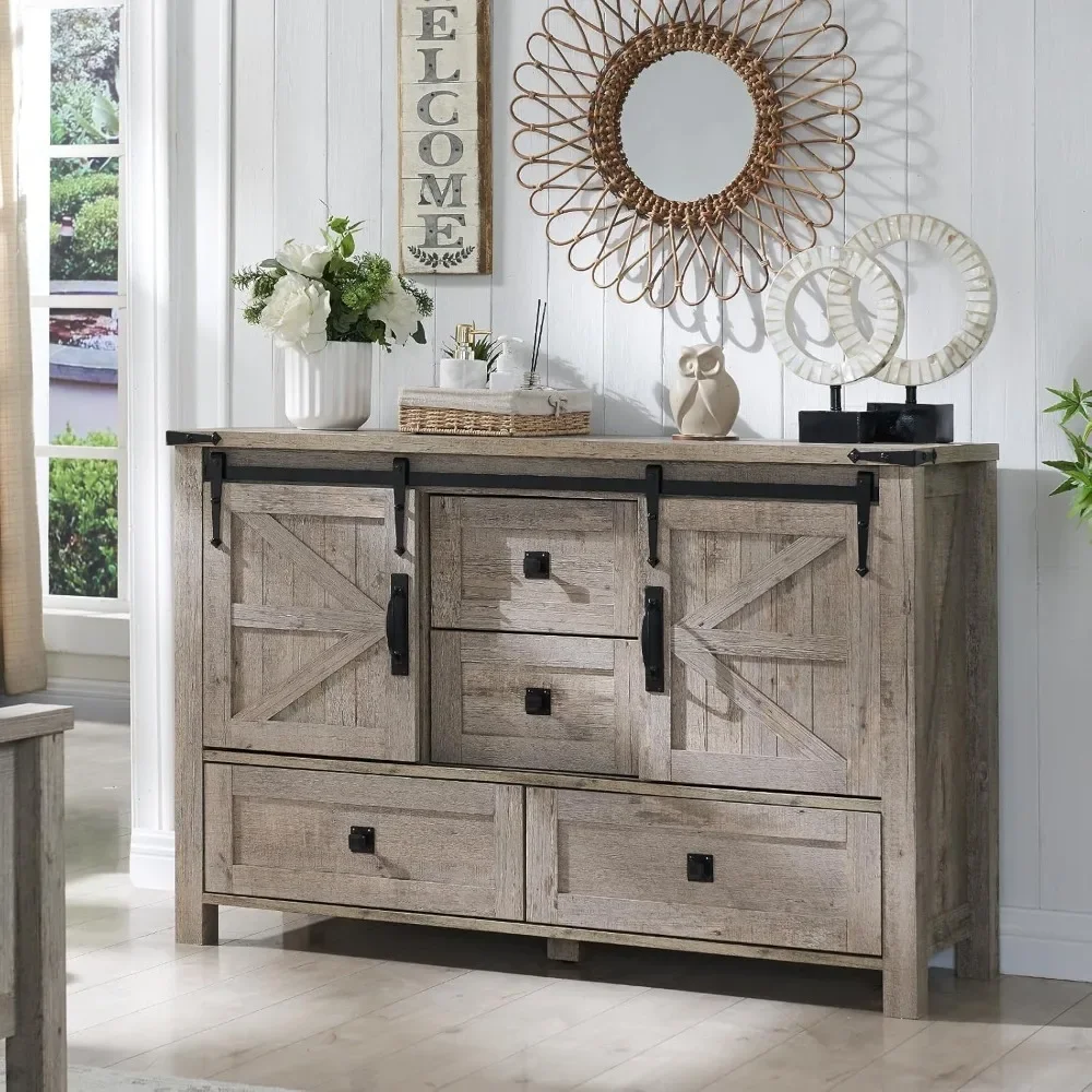 48'' Farmhouse Dresser w/4 Drawers & Sliding Barn Doors, Tall Chest of Drawers, Rustic Dresser TV Stand w/Shelf for Bedroom
48'' Farmhouse Dresser w/4 Drawers & Sliding Barn Doors, Tall Chest of Drawers, Rustic Dresser TV Stand w/Shelf for Bedroom
