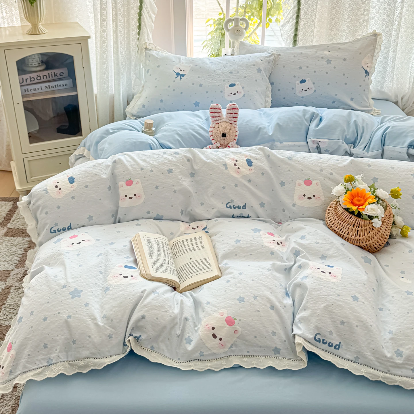 Double-layer Gauze Bedding Set With Lace Single/Queen/King Size Bed Sheet Sets Cartoon Style Bed Cover Full Set Bedding 이불세트
Double-layer Gauze Bedding Set With Lace Single/Queen/King Size Bed Sheet Sets Cartoon Style Bed Cover Full Set Bedding 이불세트