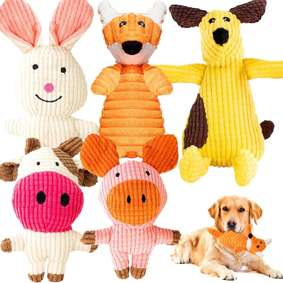 5 Pack Tough Squeaky Plush Dog Toys for Puppy Teething Relief, Chew Crinkle Boredom Gift
5 Pack Tough Squeaky Plush Dog Toys for Puppy Teething Relief, Chew Crinkle Boredom Gift