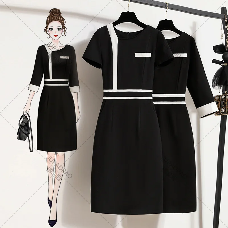 High quality office building professional women's clothing black and white with collar, medium length dress work clothesJUPAOPAO
High quality office building professional women's clothing black and white with collar, medium length dress work clothesJUPAOPAO