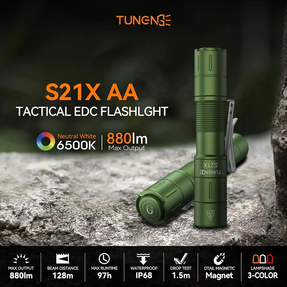 TUNENGE S21X AA Mini EDC фонарик перезаряжаемый с зажимом, тактическим хвостовым переключателем и магнитом, 5-режимный компактный светильник, для экстренных случаев
TUNENGE S21X AA Mini EDC фонарик перезаряжаемый с зажимом, тактическим хвостовым переключателем и магнитом, 5-режимный компактный светильник, для экстренных случаев