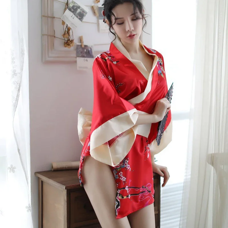 Sexy Red Japanese Kimono Robe - Classic Passion Bathrobe with Silk Belt Seductive Pajamas Suit for Women
Sexy Red Japanese Kimono Robe - Classic Passion Bathrobe with Silk Belt Seductive Pajamas Suit for Women