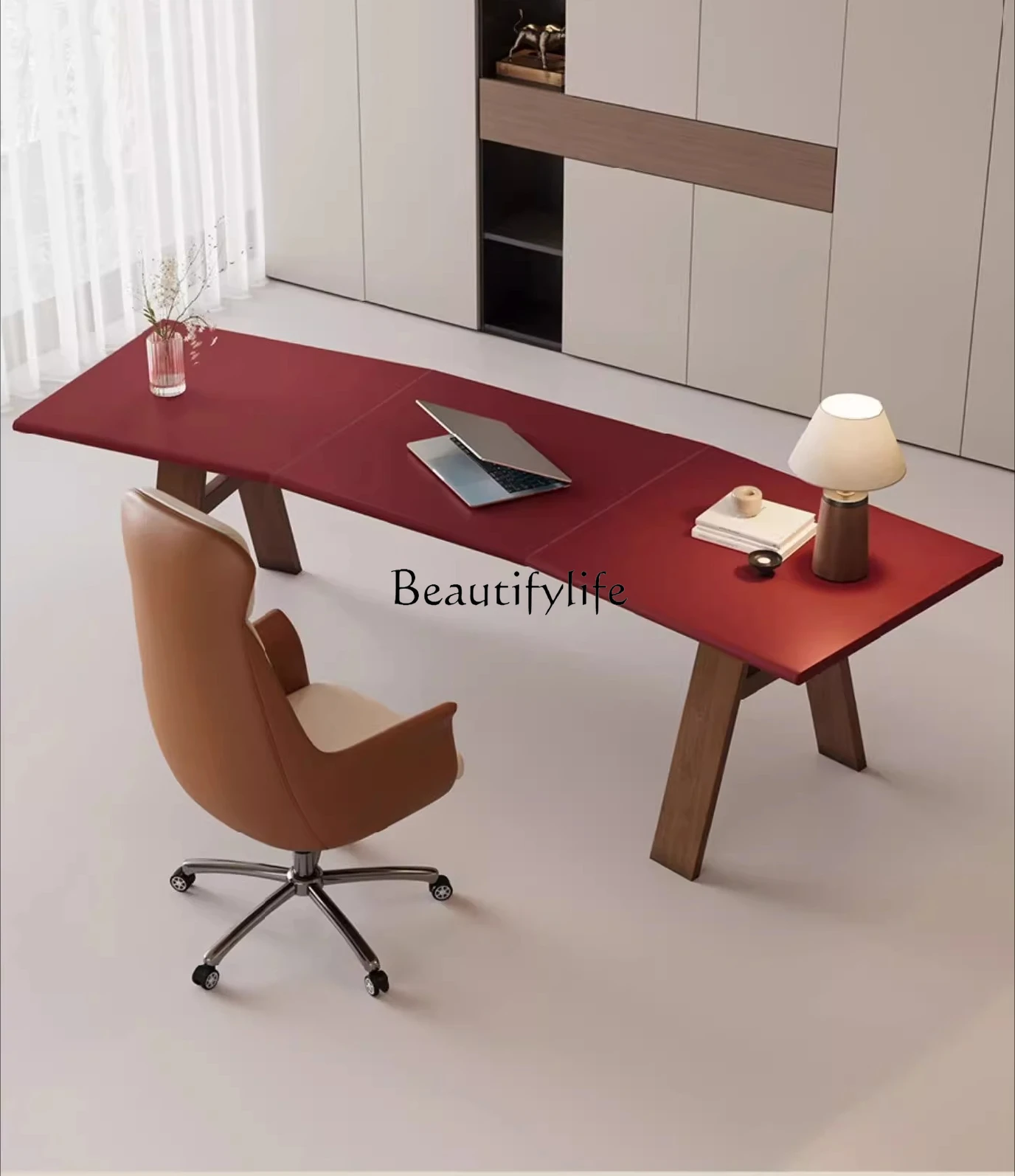 *Italian minimalist saddle leather solid wood desk computer desk curved office workbench
*Italian minimalist saddle leather solid wood desk computer desk curved office workbench