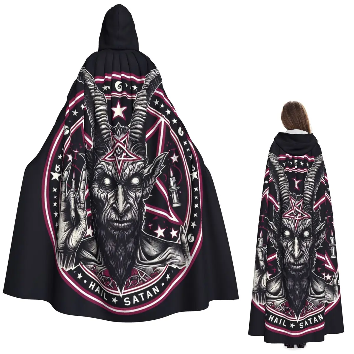 Длинный плащ с капюшоном и пентаграммой Бафомета, средневековый костюм ведьмы, накидка для косплея, накидка на Хэллоуин, вечеринка для взрослых, унисекс
Длинный плащ с капюшоном и пентаграммой Бафомета, средневековый костюм ведьмы, накидка для косплея, накидка на Хэллоуин, вечеринка для взрослых, унисекс