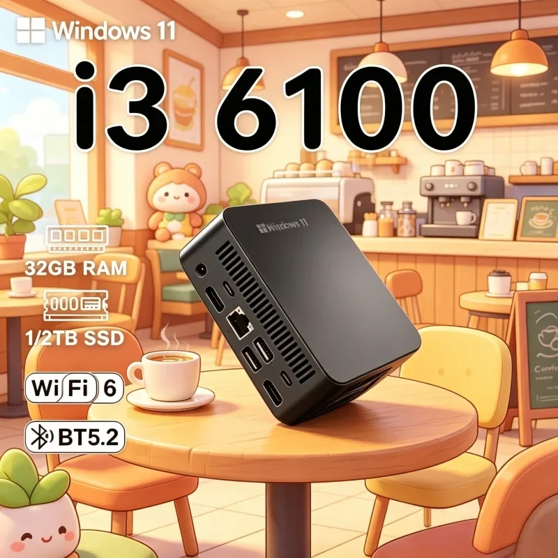Noble Terse MINI PC Windows 11 Pro Core I3 6100 RAM 1TB SSD WIFI 6 BT5.2 4K HD Stable Multi-scene Gaming Office Study Processor
Noble Terse MINI PC Windows 11 Pro Core I3 6100 RAM 1TB SSD WIFI 6 BT5.2 4K HD Stable Multi-scene Gaming Office Study Processor