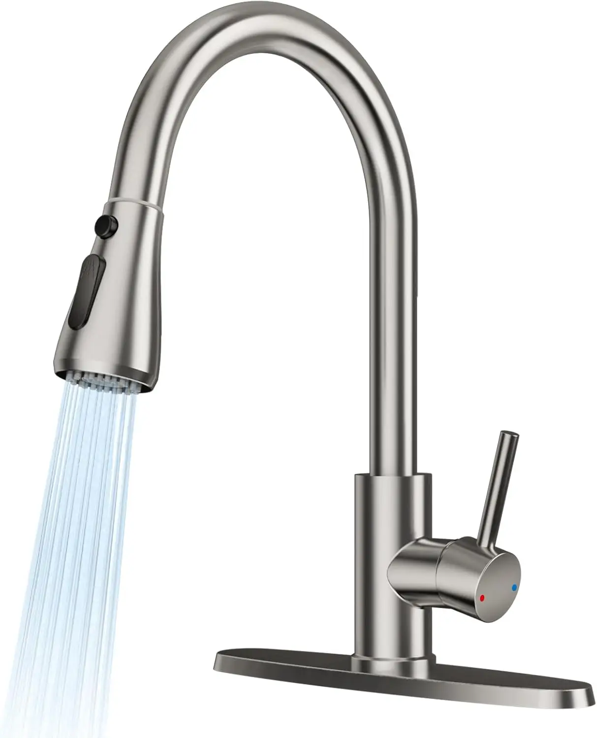 High Arc Stainless Steel Kitchen Faucet with Pull Down Sprayer, Brushed Nickel, 1 or 3 Hole, for Farmhouse Laundry Camper RV Bar
High Arc Stainless Steel Kitchen Faucet with Pull Down Sprayer, Brushed Nickel, 1 or 3 Hole, for Farmhouse Laundry Camper RV Bar