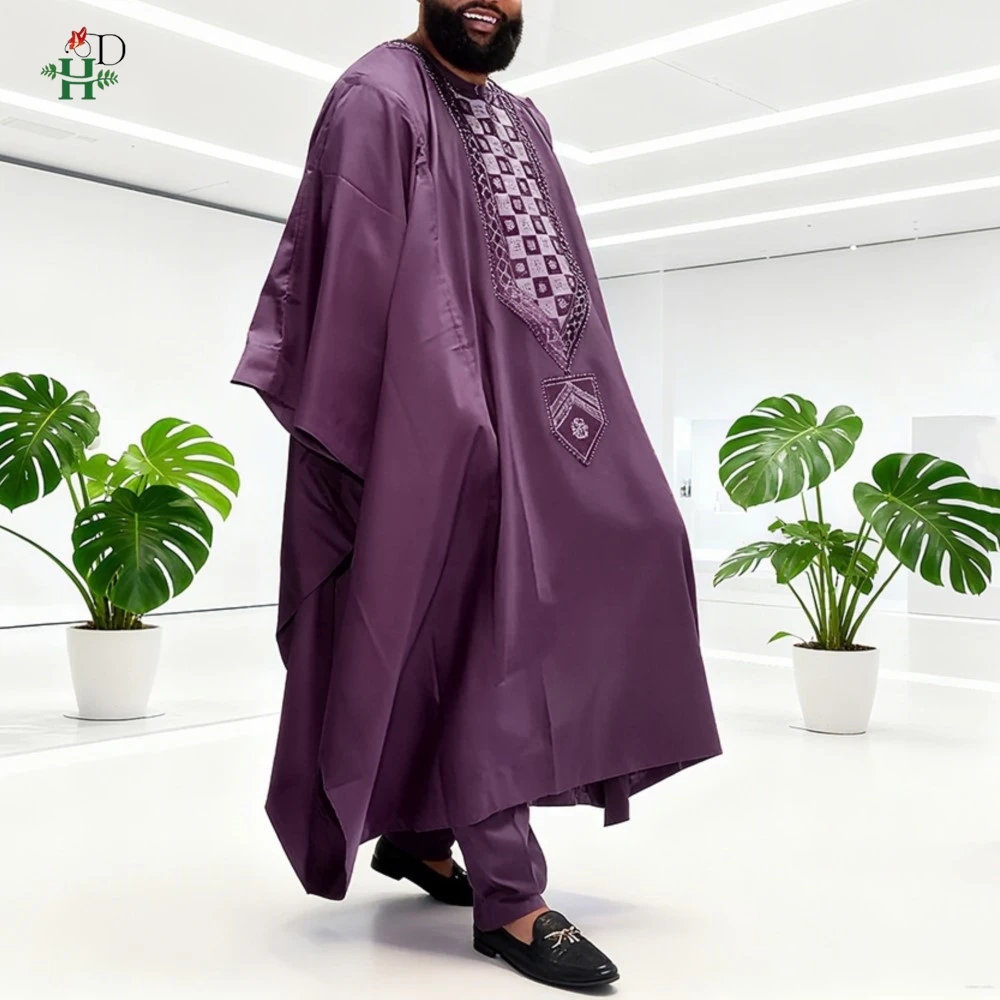 African For Men Traditional 3PCS Outfit Thobe Set Purple Agbada Embroidered Robe Plus Size Wedding Christmas BouBou Ramadan
African For Men Traditional 3PCS Outfit Thobe Set Purple Agbada Embroidered Robe Plus Size Wedding Christmas BouBou Ramadan