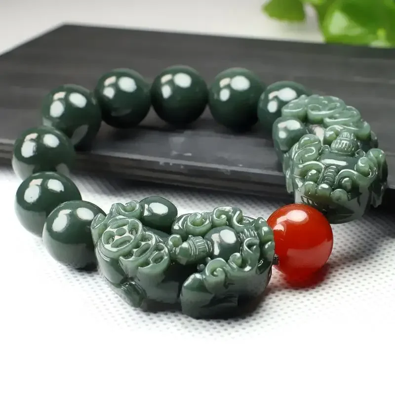 Hotan Qingyu Double Pixiu Bracelet Jade Buddha Beads Bracelet Men and Women Jade Bracelet Pixiu Red Beads Attracting wealth
Hotan Qingyu Double Pixiu Bracelet Jade Buddha Beads Bracelet Men and Women Jade Bracelet Pixiu Red Beads Attracting wealth