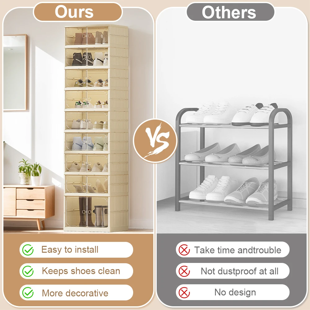 Clear Shoe Storage Cabinet Foldable 8 Layers Stackable Shoe Rack Organizer Easy Assembly Stackable Sneaker Storage Shoe Cabinet
Clear Shoe Storage Cabinet Foldable 8 Layers Stackable Shoe Rack Organizer Easy Assembly Stackable Sneaker Storage Shoe Cabinet
